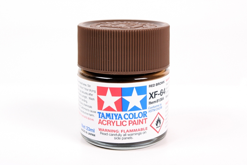 Tamiya Paints 81364 - Acrylic Flat Colors - Red Brown - 3/4oz (23mL) Bottle