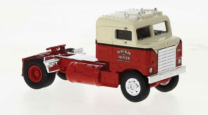 Brekina 85952 - HO 1950 Kenworth Bullnose Tractor - Assembled - Mackie the Mover (Red, Ivory)