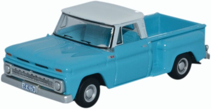 Oxford Diecast 87CP65001 - HO 1965 Chevrolet Stepside Pickup - Light Blue, White