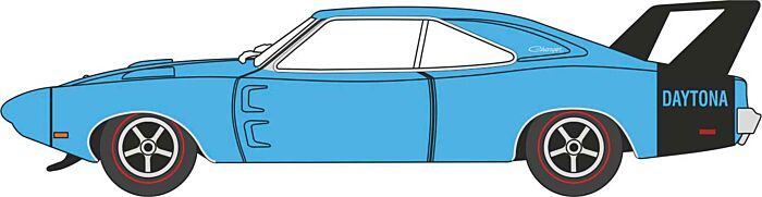 Oxford Diecast 87DD69004 - HO 1969 Dodge Charger Daytona - Bright Blue, Black