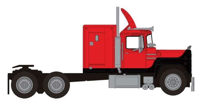 Brekina 85804 - HO 1970 RS 700 Sleeper-Cab Semi Tractor - Assembled - Red, Black