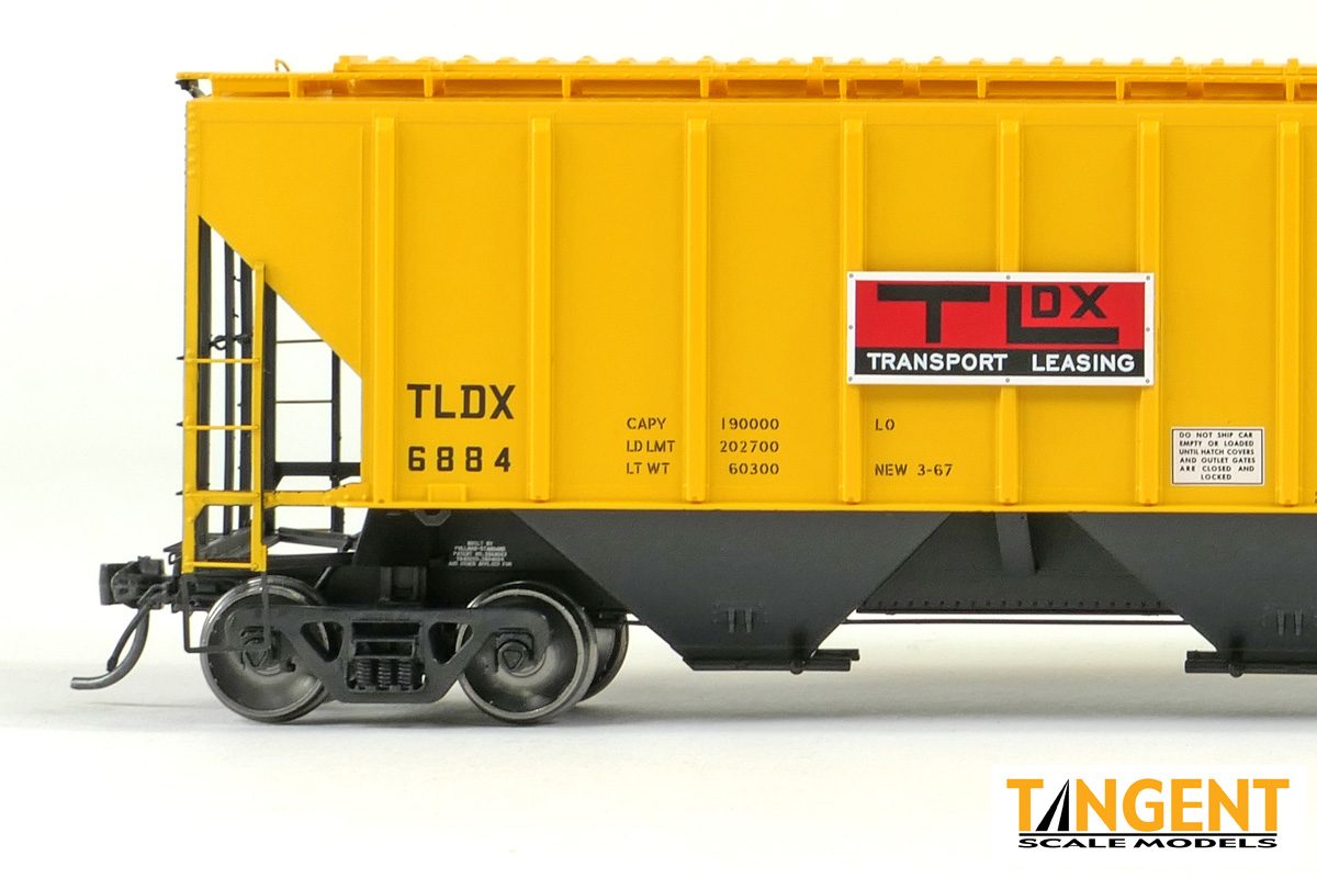 Tangent 21041-01 - HO PS-2-4427  High Side Covered Hopper - TLDX Delivery Yellow Lease 3-1967 #6865