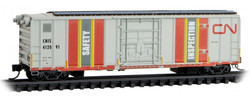 Micro Trains 02700500 - N Scale Rib-Side Single-Door 50Ft Boxcar No Roofwalk - CN Inspection Car #412091