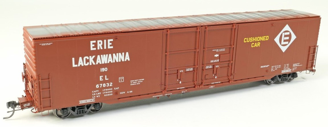 Tangent Scale Models HO 33012-02 Greenville 6,000CuFt 60ft Double Door Boxcar - Erie Lackawanna (EL) #Delivery Red 1966" #67826