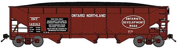 Bluford Shops 74111 - N 70-Ton Offset-Side 3-Bay Covered Hopper - Ontario Northland #140133 (C&O Coal Service Stencil, Boxcar Red, Oval Logo)