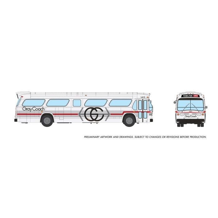 Rapido 753115- HO New Look Bus - Gray Coach Lines (Ontario) - Hamilton via Express - Deluxe #1410