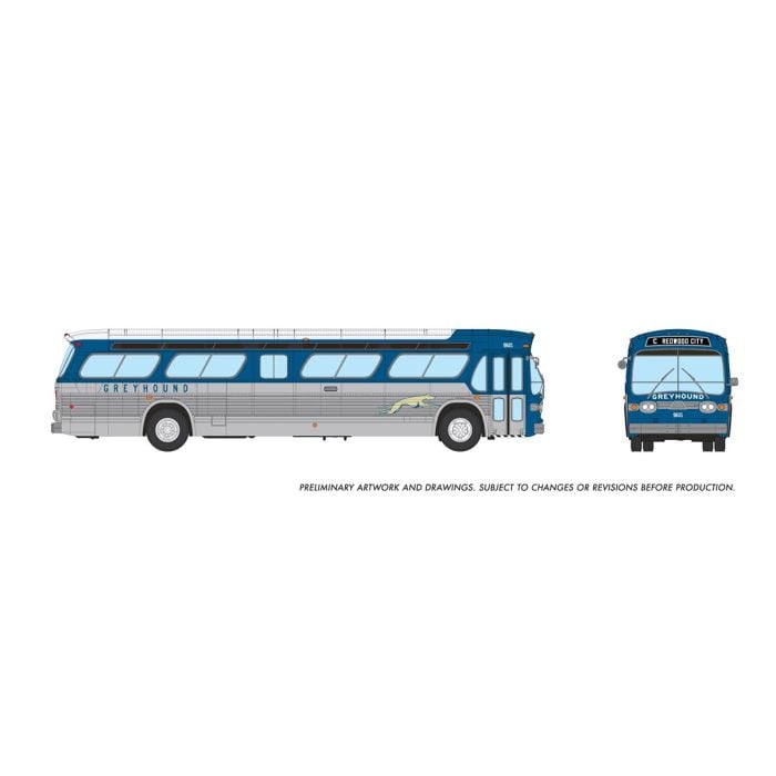 Rapido 753119- HO New Look Bus - Greyhound "Blue & Silver" - F S.F. - 7th Street - Deluxe #1008