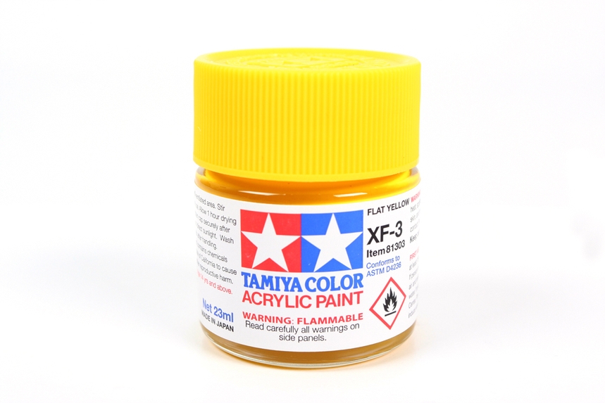 Tamiya Paints 81303 - Acrylic Flat Colors - Flat Yellow - 3/4oz (23mL) Bottle