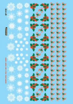Microscale 87-1119 HO Christmas Decals - Snowflakes and Holly