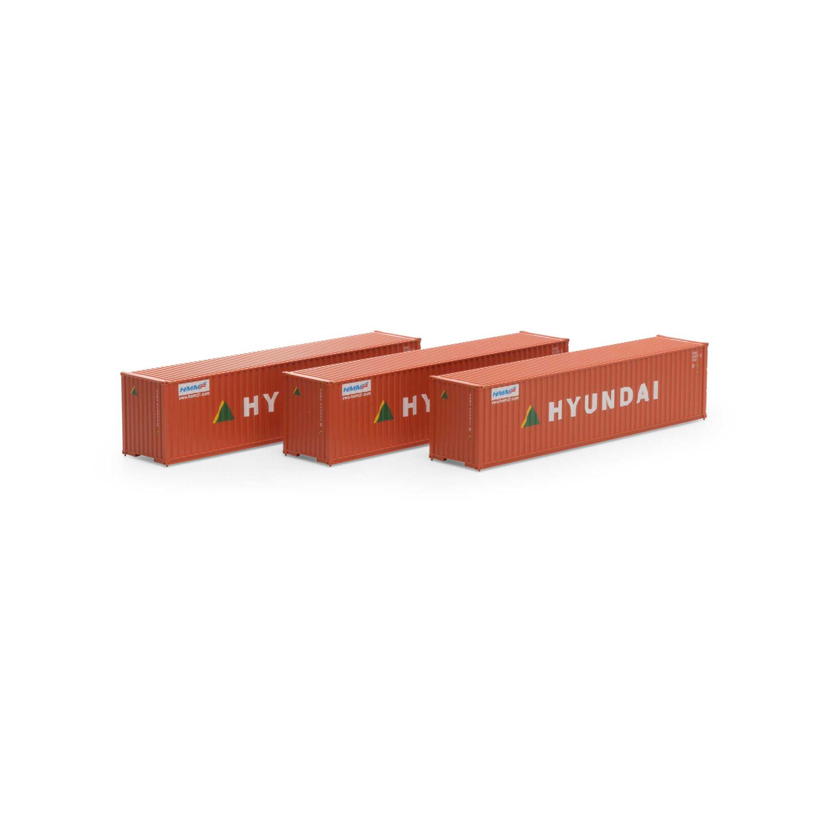Athearn RTR 28387 - HO 40ft Corrugated Container - Hyundai (3pk)