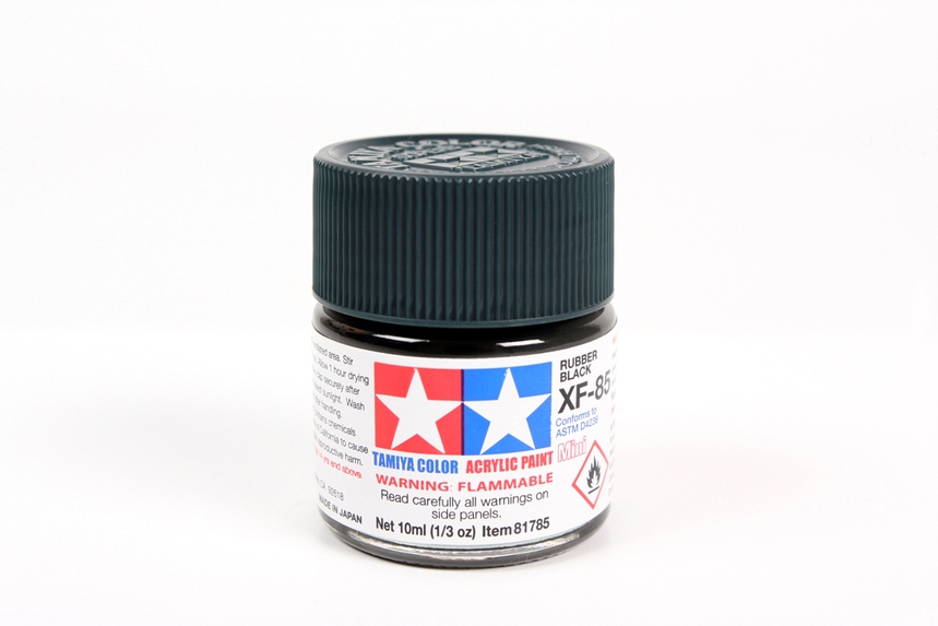 Tamiya Paints 81785 - XF-85 Mini Acrylic  - Rubber Black - 10mL Bottle