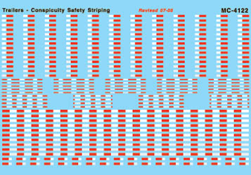Microscale 4122 - HO Waterslide Decals - Conspicuity Striping for Trailer Safety (1993+)