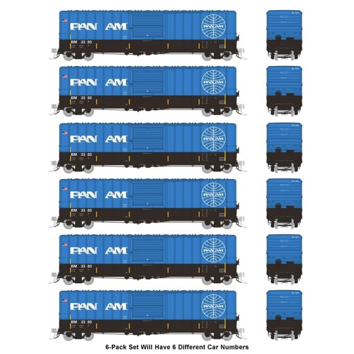 Rapido 198002 HO PC&F 5241 CUFT -  Boxcar -Pan Am (B&M) - 6 Pack - #1 