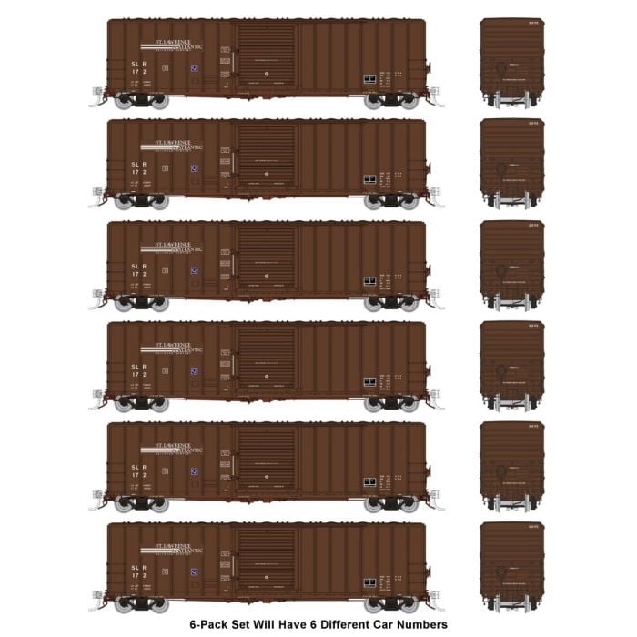 Rapido 198006 HO PC&F 5241 CUFT -  Boxcar - St. Lawrence & Atlantic (SLR) - 6 Pack