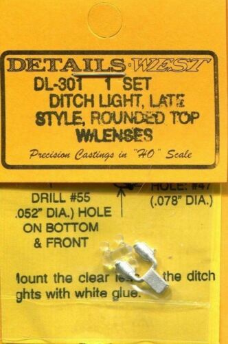 Details West 301 - HO Ditch Lights - Late Style w/Lenses (2pk)