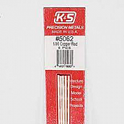 K&S Engineering 5062 All Scale - 12 inch Long Round Copper Rod - 1/16 inch Diameter (5 pkg)