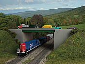 Walthers Cornerstone 4567 - HO Modern Steel Highway Overpass with Concrete Sides - Kit