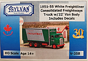Sylvan Scale Models V-358 HO Scale - 1951-55 White Freightliner Tandem Truck w/ Van Body - Unpainted and Resin Cast Kit