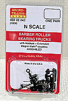 Micro Trains 003 02 043 - N Scale Barber Roller-Bearing Freight Car Trucks - w/ Medium & Extended Couplers (1 Pair)