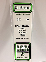 Evergreen Scale Models 242 - Opaque White Polystyrene Half Round .08In x 14In (4 pcs pkg)