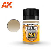 AK Interactive Afrika Korps Filter Enamel Paint 35ml Light Brown for Desert Yellow