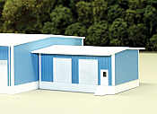 Pikestuff 8018 - N Add-On Loading Dock Building - w/ 4 Overhead Doors (Scale: 30 x 40ft) - Blue