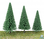 Walthers SceneMaster 1181 All Scale - Pine Trees w/ Pin Base, 7-3/8In to 5-1/2In, 14 to 18cm pkg(10)