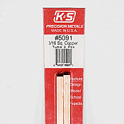 K&S Engineering 5091 All Scale - 3/16 inch OD Square Copper Tube - 0.014 Thick x 12 inch Long (2 pkg)