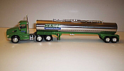 Trucks n Stuff TNS048 - HO Peterbilt 579 Day-Cab Tractor with Chemical Tank Trailer - Assembled -- Heniff (green, chrome)