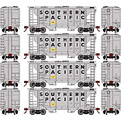 Athearn Roundhouse RND2309 HO Scale - PS-2 2003 2-Bay Covered Hopper - Southern Pacific (4-pack)