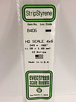 Evergreen Scale Models 8406 - Opaque White Polystyrene HO Scale Strips (4x6) .043In x .066In x 14In (10 pcs pkg)