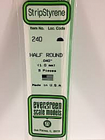 Evergreen Scale Models 240 - Opaque White Polystyrene Half Round .04In x 14In (5 pcs pkg)