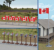 Walthers SceneMaster 4172 - HO Flags (11) and Mailboxes (8) - Canadian flags used from 1965-present