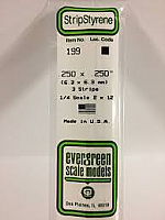 Evergreen Scale Models 199 Opaque White Polystyrene Strips 14in .250x.250 (3pcs pkg)