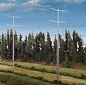 Walthers Cornerstone 3343 HO Scale Modern High Voltage Transmission Towers Kit - Poles stand 9-3/4inch (24.7cm) tall each
