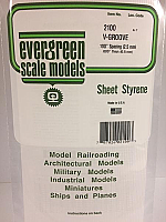 Evergreen Scale Models 2100 .100in Opaque White Polystrene V Groove Siding (1 Sheet)