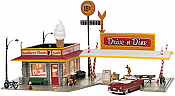 Woodland Scenics 4929 - N Scale Drive N Dine Drive-In Restaurant - Built & Ready Landmark Structures - Assembled