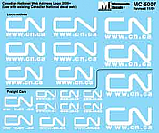 Microscale MC-5007 - HO Canadian National - White New Web Address Logo - Various Sizes - Decals
