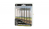 Woodland Scenics 2251 - N Scale Utility System - Double-Crossbar Pre-Wired Poles