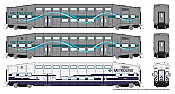 Rapido 146044 - HO BiLevel Commuter Car - Metrolink (Ribbon & Original) Set #1