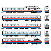 Rapido 525501 - N Scale RTL Turboliner - DCC & Sound - Amtrak (Phase III Early) Set #1