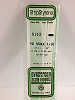 Evergreen Scale Models 8110 - Opaque White Polystyrene HO Scale Strips (1x10) .011In x .112In x 14In (10 pcs pkg)