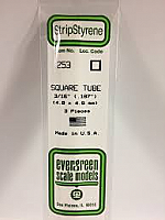 Evergreen Scale Models 253 - Opaque White Polystyrene Square Tubing .188In x 14In (3 pcs pkg)