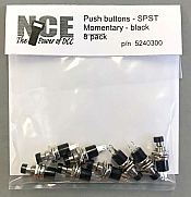 NCE 300 - BTN8 Momentary SPST Pushbutton - Black (8/pk)