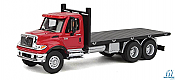 Walthers SceneMaster HO 11652 International(R) 7600 Flatbed Truck Red Cab w/ Black Flatbed
