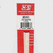 K&S Engineering 5063 All Scale - 12 inch Long Round Copper Rod - 3/32 inch Diameter (4 pkg)
