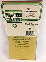 Evergreen Scale Models 9905 - .010in Combo Transparent Polystyrene Sheet Pack (5 Sheets)