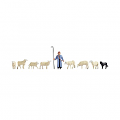 Noch 15748 - HO Sheep (7), Shepherd & Dog