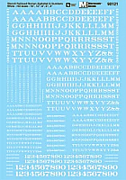 Microscale 90121 - HO Stencil Railroad Roman - Alphabet & Numbers - White - Waterslide Decals