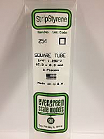 Evergreen Scale Models 254 - Opaque White Polystyrene Square Tubing .250In x 14In (2 pcs pkg)